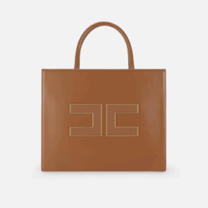 <b>ELISABETTA FRANCHI</b> Tote grande con logo colore BROWN SUGAR