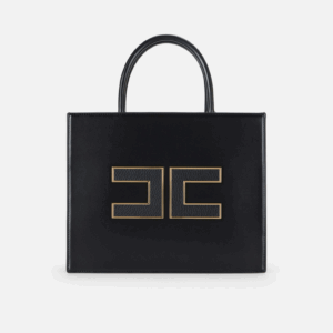 <b>ELISABETTA FRANCHI</b> Tote grande con logo colore NERO