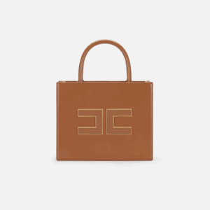 <b>ELISABETTA FRANCHI</b> Tote piccola con logo colore BROWN SUGAR